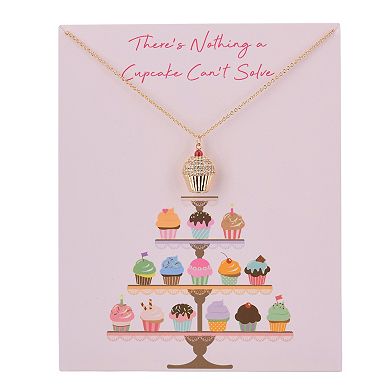 Gold Tone Cupcake Pendant Necklace
