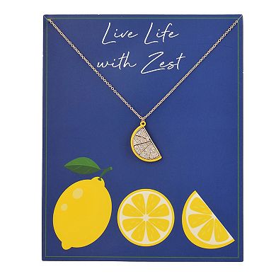 Gold Tone Lemon Wedge Pendant Necklace