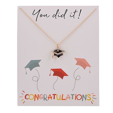 You Did It Graduation Cap Pendant Necklace and Greeting Card Set