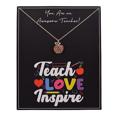 You Are An Awesome Teacher Apple Pendant Necklace and Greeting Card Set