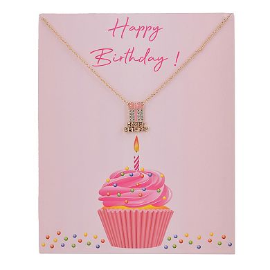 Happy Birthday Present Pendant Necklace and Greeting Card Set