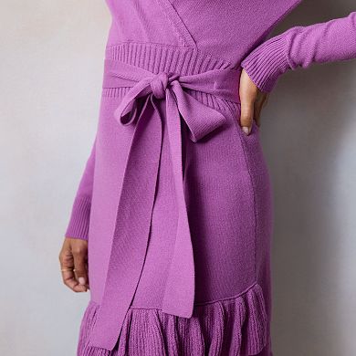 Petite LC Lauren Conrad Sweater Wrap Dress