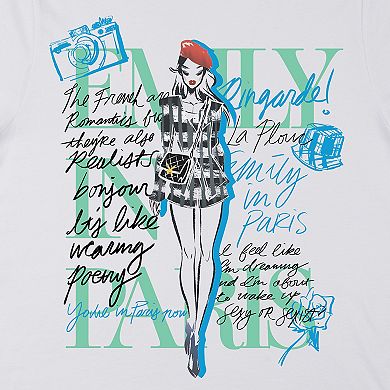 Juniors' Emily in Paris Newspaper Graphic Tee