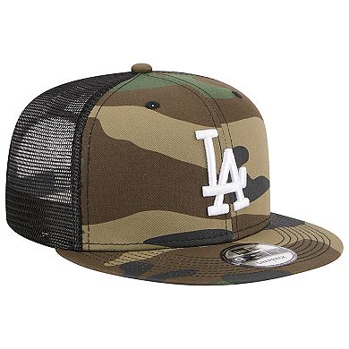 Men's New Era Camo Los Angeles Dodgers Woodland Camo Trucker 9FIFTY Snapback Hat
