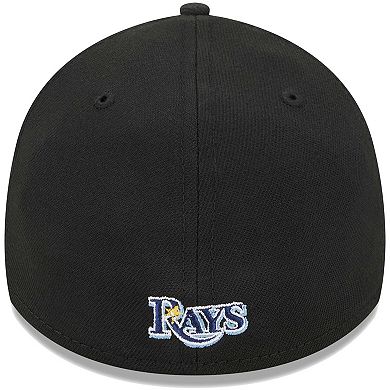 Men's New Era Black Tampa Bay Rays Logo 39THIRTY Flex Hat