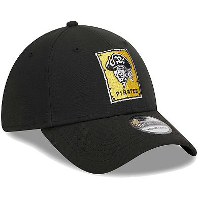 Men's New Era Black Pittsburgh Pirates Logo 39THIRTY Flex Hat