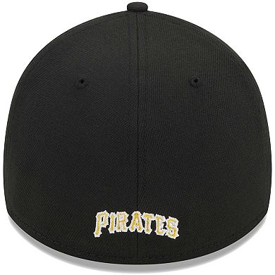 Men's New Era Black Pittsburgh Pirates Logo 39THIRTY Flex Hat