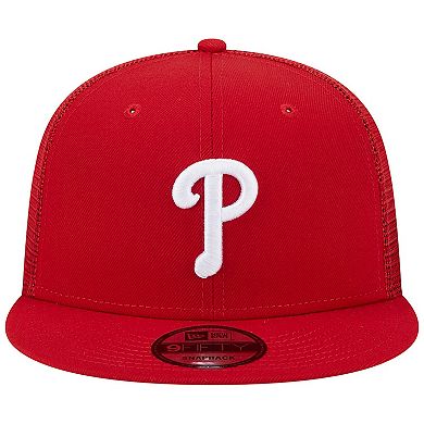 Men's New Era Red Philadelphia Phillies Team Color Trucker 9FIFTY Snapback Hat