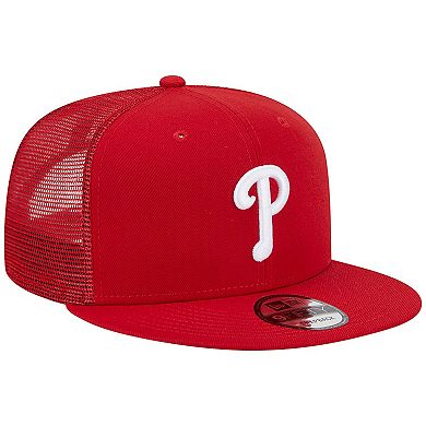 Men's New Era Red Philadelphia Phillies Team Color Trucker 9FIFTY Snapback Hat