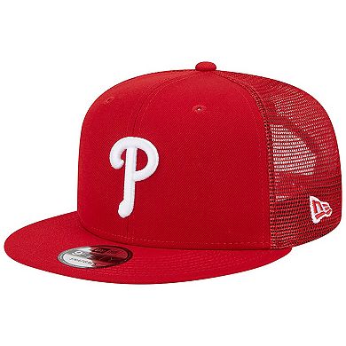 Men's New Era Red Philadelphia Phillies Team Color Trucker 9FIFTY Snapback Hat