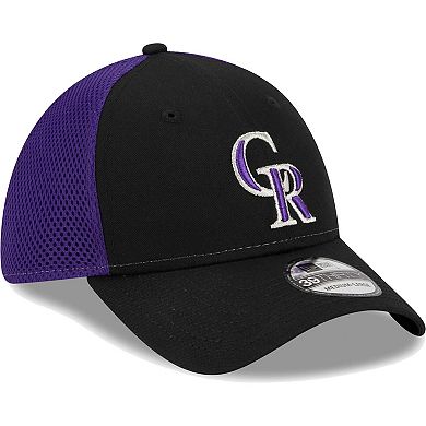 Men's New Era Black Colorado Rockies Team Neo 39THIRTY Flex Hat