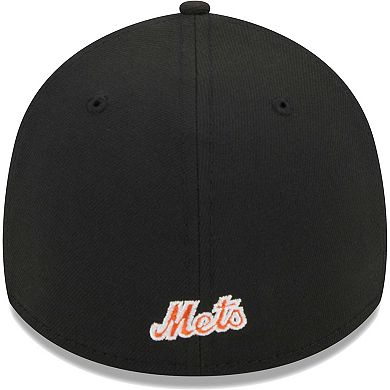 Men's New Era Black New York Mets Logo 39THIRTY Flex Hat