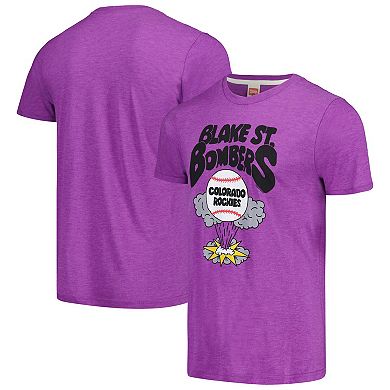 Men's Homage Purple Colorado Rockies Blake St. Bombers Tri-Blend T-Shirt