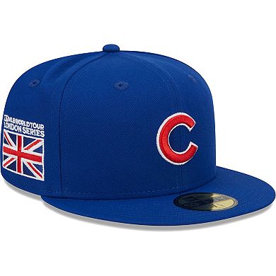 Men's New Era Royal Chicago Cubs 2023 MLB World Tour: London Series Flag 59FIFTY Fitted Hat