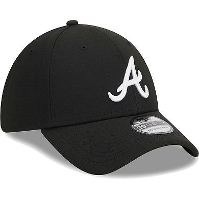 Men's New Era Black Atlanta Braves Logo 39THIRTY Flex Hat