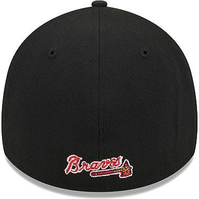 Men's New Era Black Atlanta Braves Logo 39THIRTY Flex Hat