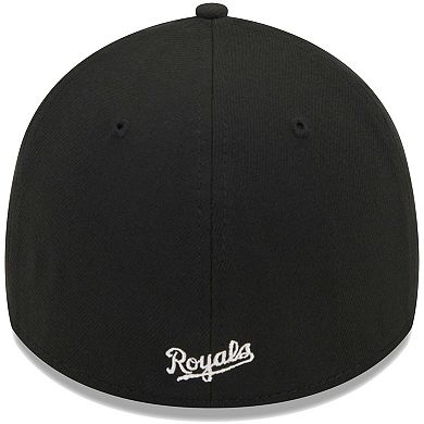 Men's New Era Black Kansas City Royals Logo 39THIRTY Flex Hat