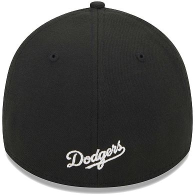 Men's New Era Black Los Angeles Dodgers Logo 39THIRTY Flex Hat