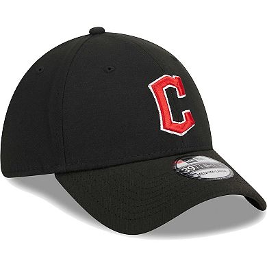 Men's New Era Black Cleveland Guardians Logo 39THIRTY Flex Hat