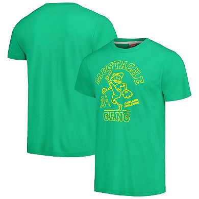 Men's Homage Green Oakland Athletics Mustache Gang Tri-Blend T-Shirt