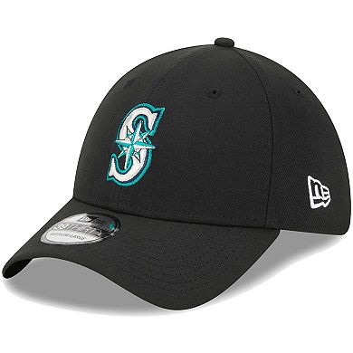 Men's New Era Black Seattle Mariners Logo 39THIRTY Flex Hat