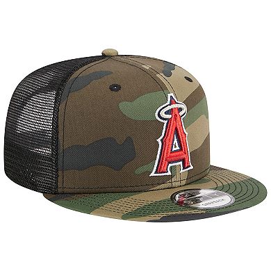 Men's New Era Camo Los Angeles Angels Woodland Camo Trucker 9FIFTY Snapback Hat
