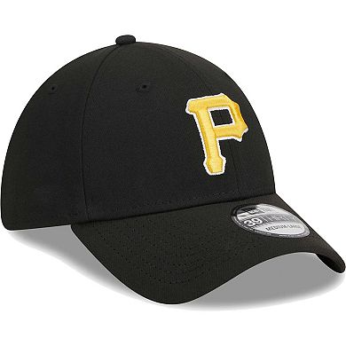 Men's New Era Black Pittsburgh Pirates Logo 39THIRTY Flex Hat