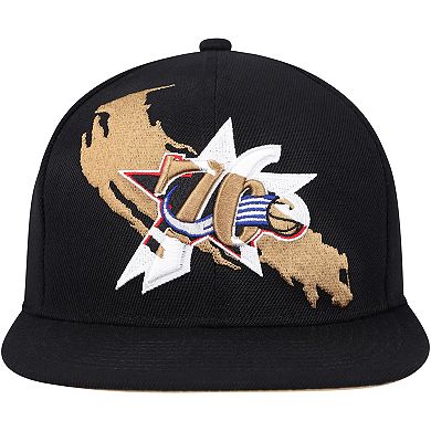 Men's Mitchell & Ness Black Philadelphia 76ers Paint By Numbers Snapback Hat