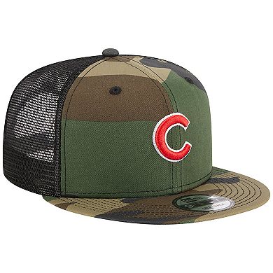 Men's New Era Camo Chicago Cubs Woodland Camo Trucker 9FIFTY Snapback Hat