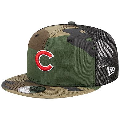 Men's New Era Camo Chicago Cubs Woodland Camo Trucker 9FIFTY Snapback Hat