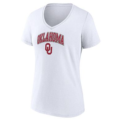 Women's Fanatics Branded White Oklahoma Sooners Evergreen Campus V-Neck T-Shirt