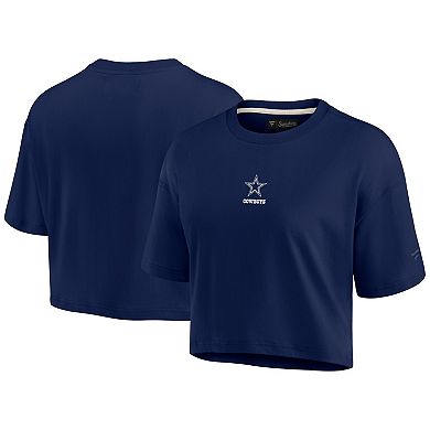 Women's Fanatics Signature Navy Dallas Cowboys Super Soft Boxy Short Sleeve Cropped T-Shirt