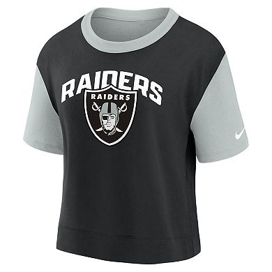 Women's Nike Silver/Black Las Vegas Raiders High Hip Fashion T-Shirt