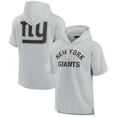 Unisex Fanatics Signature Gray New York Giants Super Soft Fleece Short Sleeve Hoodie