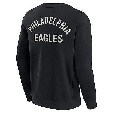 Unisex Fanatics Signature Black Philadelphia Eagles Super Soft Pullover Crew Sweatshirt