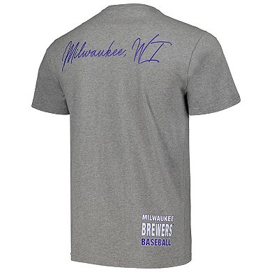 Men's Mitchell & Ness Heather Gray Milwaukee Brewers Cooperstown Collection City Collection T-Shirt
