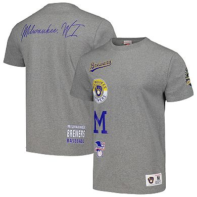 Men's Mitchell & Ness Heather Gray Milwaukee Brewers Cooperstown Collection City Collection T-Shirt