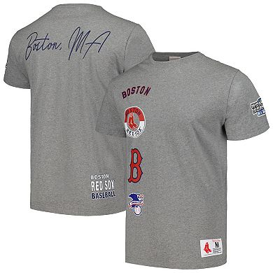 Men's Mitchell & Ness Heather Gray Boston Red Sox Cooperstown Collection City Collection T-Shirt