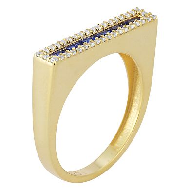 Sunkissed Sterling 14k Gold over Silver CZ Bar Ring