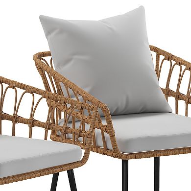 Flash Furniture Evin Boho Indoor / Outdoor Rattan Wicker Patio Chair 2-piece Set