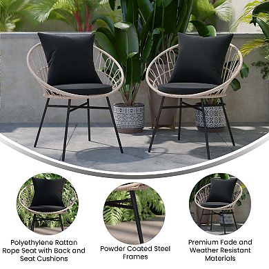 Flash Furniture Devon Indoor / Outdoor Modern Papasan Patio Chair 2-piece Set
