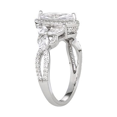 Sterling Silver Lab-Created White Sapphire Marquise Ring