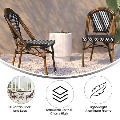Flash Furniture Bordeaux Indoor / Outdoor French Bistro Stacking Dining Chair 2-piece Set