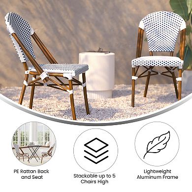 Flash Furniture Lourdes Indoor / Outdoor French Bistro Stacking Chair 2-piece Set