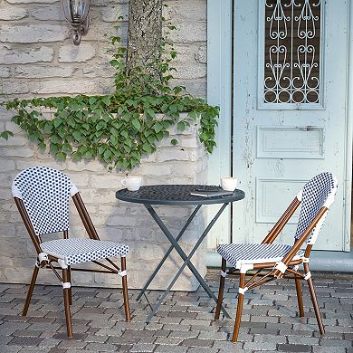 Flash Furniture Lourdes Indoor / Outdoor French Bistro Stacking Chair 2-piece Set