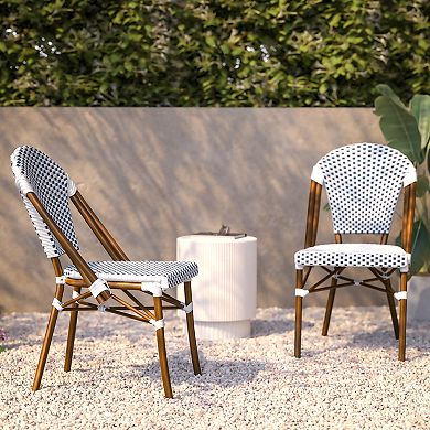 Flash Furniture Lourdes Indoor / Outdoor French Bistro Stacking Chair 2-piece Set