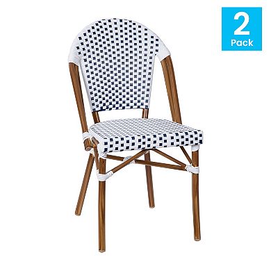 Flash Furniture Lourdes Indoor / Outdoor French Bistro Stacking Chair 2-piece Set