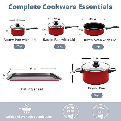 8-Piece Nonstick Carbon Steel Petite Cookware Set with Cookie Sheet