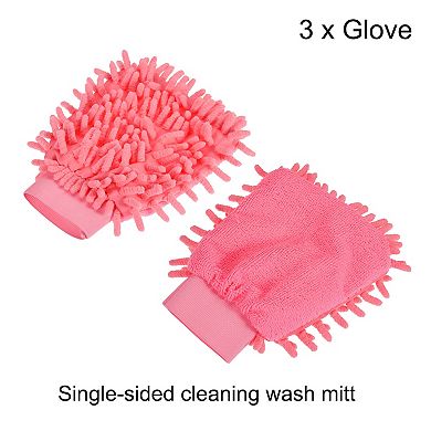 3 Pcs Microfiber Chenille Mitts Scratch-Free Cleaning Glove for Home