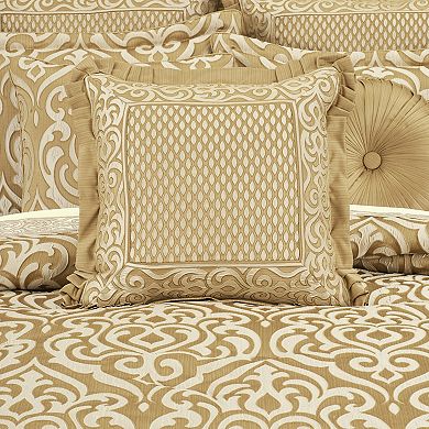 Five Queens Court Lagos Gold Square Embellished Decorative Throw Pillow